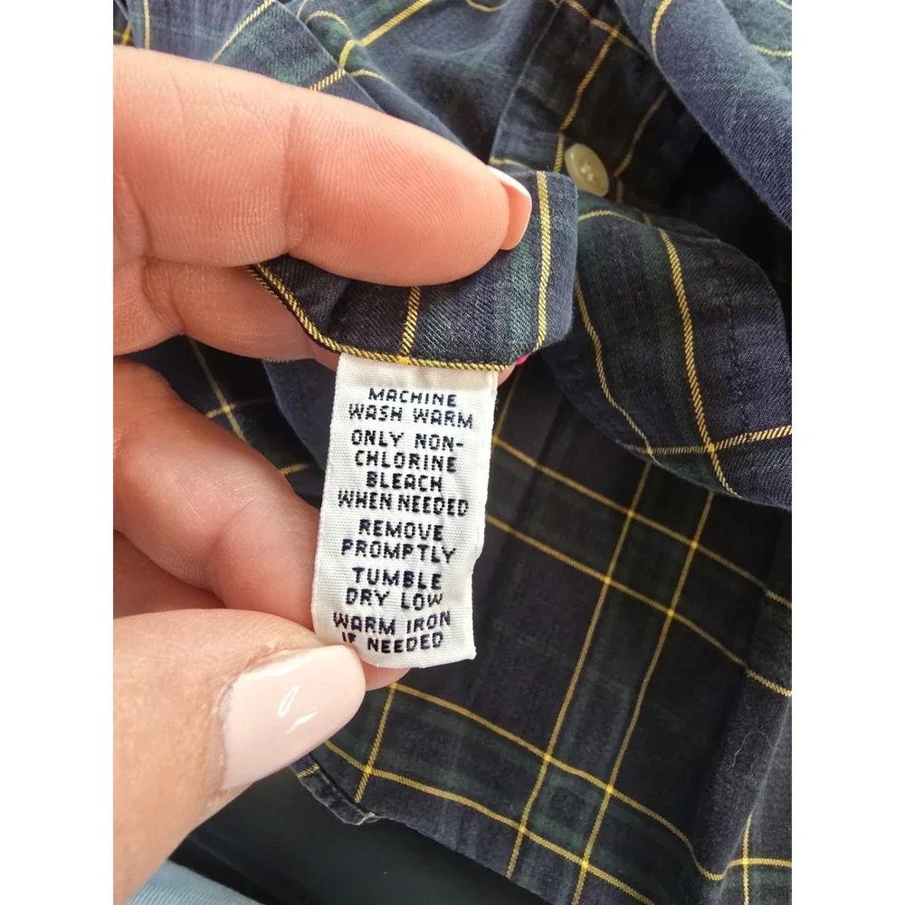 Polo Ralph Lauren Shirt Mens Large Blue Green Plaid Button Up Pony Preppy Casual